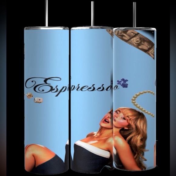 Expresso Sabrina Carpenter Inspired 20oz Skinny Tumbler w/ reusable straw $ lid - Picture 3 of 6